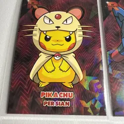 New! Pikachu Poncho Set Red Cracked Ice Team Rocket Database 2 Bonus Cards! - Image 2
