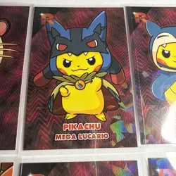 New! Pikachu Poncho Set Red Cracked Ice Team Rocket Database 2 Bonus Cards! - Image 3