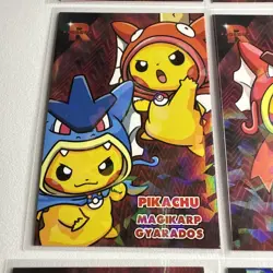 New! Pikachu Poncho Set Red Cracked Ice Team Rocket Database 2 Bonus Cards! - Image 5