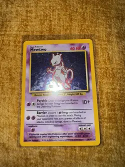 Pokemon Mewtwo TCG Base Set Holo Unlimited Rare Card 10/102 MP Condition - Image 1