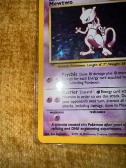 Pokemon Mewtwo TCG Base Set Holo Unlimited Rare Card 10/102 MP Condition - Image 5