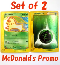 Chikorita 003/018 Mcdonald's Promo e Series Grass Energy Japanese Pokemon Cards - Image 1