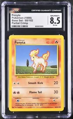 Ponyta Crimp Base Set 60/102 Graded Pokemon Card Error CGC 8.5 - Image 1