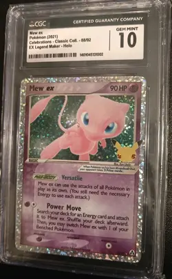 2021 POKEMON CELEBRATIONS CLASSIC COLL #88 MEW EX-HOLO CGC 10 - Image 1