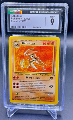 CGC 9 - 1999 Pokemon Fossil KABUTOPS #24 - Image 1
