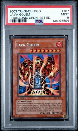 2003 Yu-Gi-Oh! Lava Golem Pharaonic Guardian PGD 1st Edition Secret Rare PSA 9 - Image 1