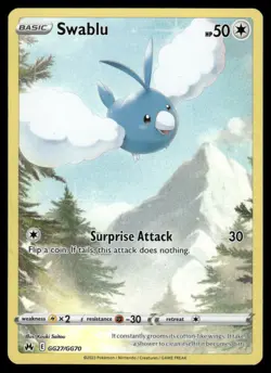 Pokemon Cards Swablu GG27/GG70 Crown Zenith Galarian Gallery Holo NM - Image 1
