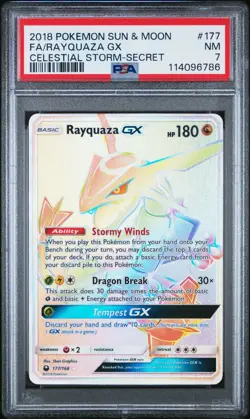 Pokemon Rayquaza GX 177/168 - Secret Rainbow Rare Celestial Storm 2018 PSA 7 NM - Image 3