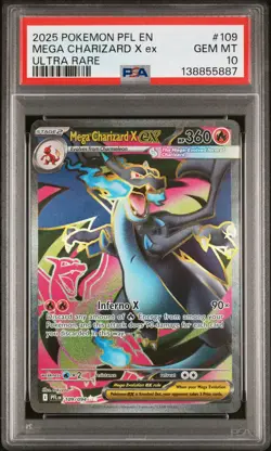 2025 POKEMON PFL EN-PHANTASMAL FLAMES ULTRA RARE #109 MEGA CHARIZARD X EX PSA 10 - Image 1