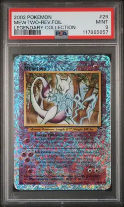 2002 POKEMON LEGENDARY COLLECTION #29 MEWTWO-REVERSE FOIL PSA 9 - Image 1