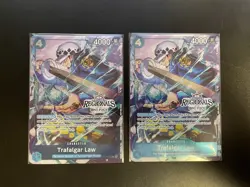 x2 One Piece TCG Trafalgar Law Op07-047 ONLINE REGIONAL Event pack 2025-26 NM - Image 1