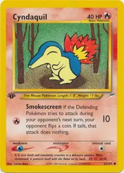 Pokemon Cyndaquil NM Normal Neo Destiny 1st Edition - Image 1