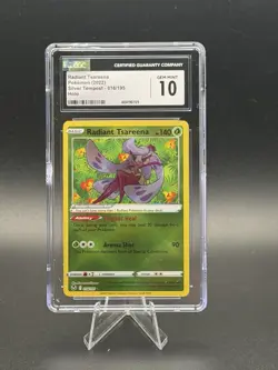 CGC 10 Pristine Radiant Tsareena 016/195 SWSH Silver Tempest Holo Pokemon Card - Image 1