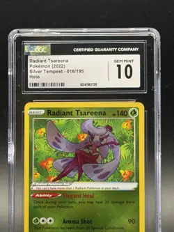 CGC 10 Pristine Radiant Tsareena 016/195 SWSH Silver Tempest Holo Pokemon Card - Image 2