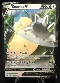 Pokemon TCG Snorlax V Ultra Rare 141/202 - Sword & Shield Base Set - Image 1