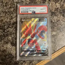 2020 Pokemon SWSH FA/SCIZOR Darkness Ablaze GEM MT 10 - Image 1