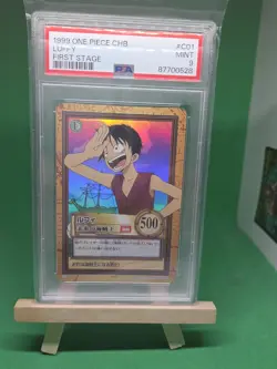 PSA 9 One Piece Carddass Luffy C01 Hyper Battle First Stage CHB Japanese 1999 - Image 1