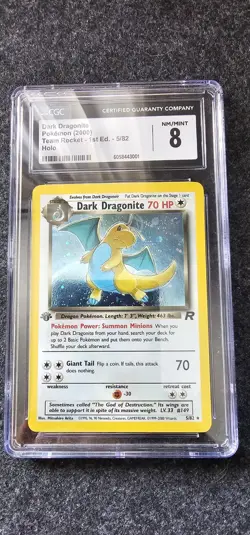 Pokemon Dark Dragonite TCG Holo Card Team Rocket 5 1st Edition Rare CGC 8 - Image 1
