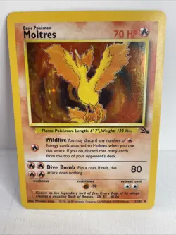 1999 Moltres Holo Rare LP English Pokemon TCG Card Vintage 12/62 Fossil - Image 1