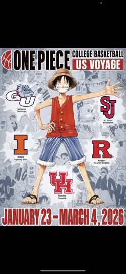 One Piece Monkey.D.Luffy US College Basketball Promo Card PRESALE 02/07 Rutgers - Image 1