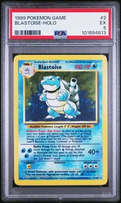 Pokemon TCG Blastoise Base Set Holo Rare Card PSA 5 2/102 - Image 1