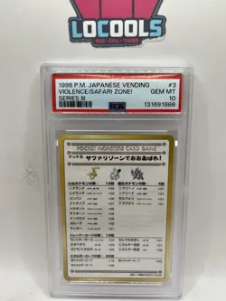 Pokemon Japanese Ori Vending 003 Violence Safari Zone 3 1998 III PSA 10 Gem Mint - Image 1
