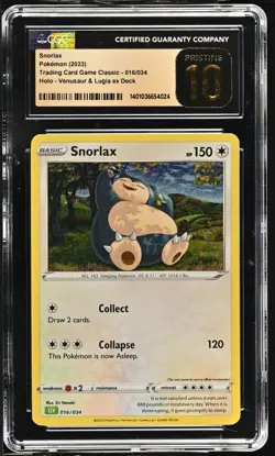 BLACK LABEL CGC 10 PRISTINE Snorlax 016/034 TCG Classic Venusaur Deck Pokemon - Image 1