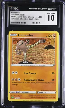 CGC 10 GEM MINT Hitmonlee 011/034 TCG Classic Venusaur Deck Holo Pokemon 2023 - Image 1