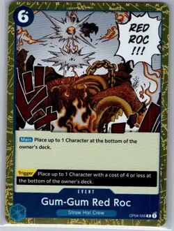 Gum-Gum Red Roc OP04-056 English Kingdoms of Intrigue - One Piece Card - NM - Image 1