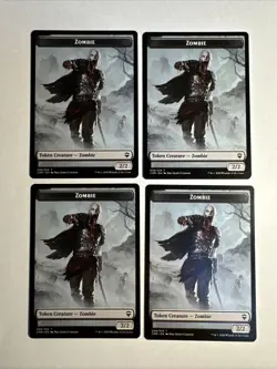 4x Mtg Commander Legends Zombie Token NM/M Magic The Gathering - Image 1