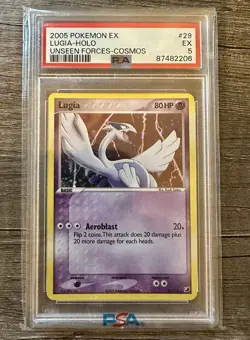 2005 Pokemon EX LUGIA Holo Unseen Forces Cosmos #29 PSA 5 - Image 1