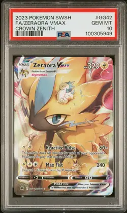 PSA 10 Zeraora Vmax Gg42/gg70 Sword Shield Crown Zenith Pokemon Card Gem Mint - Image 1