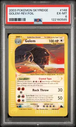 2003 POKEMON SKYRIDGE #148 GOLEM-REVERSE FOIL PSA 6 - Image 1