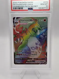 Pokemon TCG Charizard VMAX 74/73 Champions Path Rainbow Rare PSA 10 - Image 1