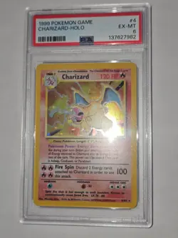 1999 POKEMON BASE SET UNLIMITED #4 CHARIZARD-HOLO PSA 6 - Image 1