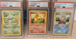 Shadowless PSA 8 Base Set of Bulbasaur Charmander Squirtle Pokemon 44 46 63/102 - Image 1