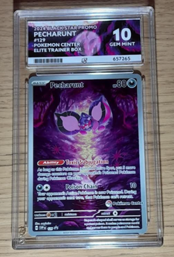 Pecharunt SVP 129 Pokemon Center Stamped ETB Promo ACE 10 GEM MINT - Image 1