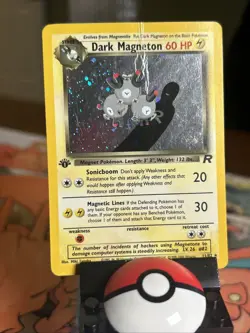 Pokemon Dark Magneton TCG Holo Rare Card 11/82 1st Edition HP - Image 1