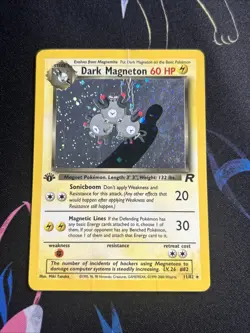 Pokemon Dark Magneton TCG Holo Rare Card 11/82 1st Edition HP - Image 2