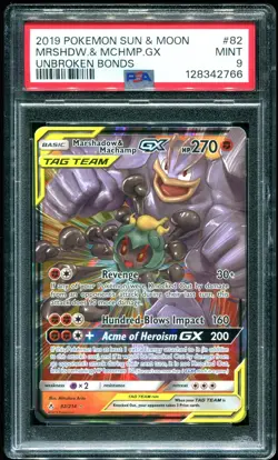 PSA 9 Marshadow & Machamp GX Unbroken Bonds 2019 Pokemon Card #82 - Image 1