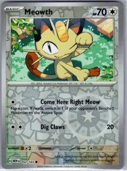Meowth 052/165 Reverse Holo SV: Scarlet & Violet 151 - Pokemon Card - NM - Image 1