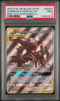 Umbreon & Darkrai GX SM 241 - Promo Card - Tag Team - PSA 9 Graded (UK Seller) - Image 1