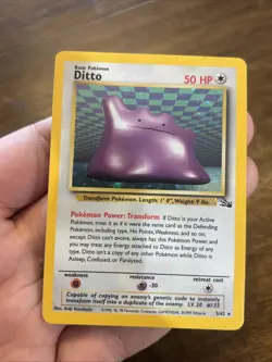 Pokemon TCG Ditto Fossil Holo Unlimited Rare Card 3/62 vintage old school foil - Image 1