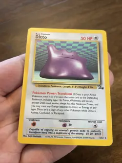 Pokemon TCG Ditto Fossil Holo Unlimited Rare Card 3/62 vintage old school foil - Image 2