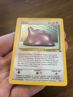 Pokemon TCG Ditto Fossil Holo Unlimited Rare Card 3/62 vintage old school foil - Image 3