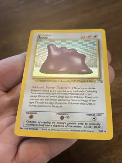 Pokemon TCG Ditto Fossil Holo Unlimited Rare Card 3/62 vintage old school foil - Image 4