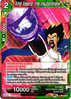 Dragon Ball Super Card Game King Vegeta, The Insubordiante Regular Rare Card - Image 1