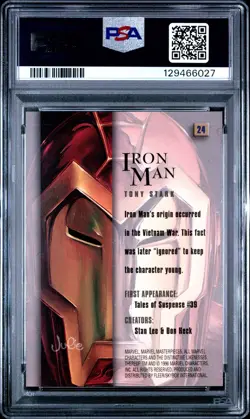 PSA 9 1996 Marvel Masterpieces #24 Iron Man MINT 9 Higher! - Image 2