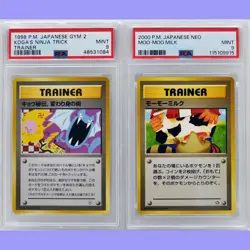 Pokemon Japanese Banned Koga's Ninja Trick & Moo Moo Milk Set PSA 9 Mint - Image 1