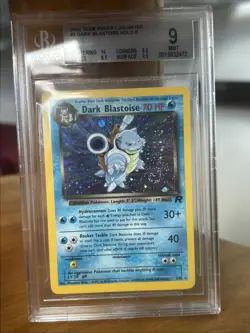 Pokemon 2000 Team Rocket #3 DARK BLASTOISE Holo Beckett 9 Mint 3/82 Swirl - Image 1